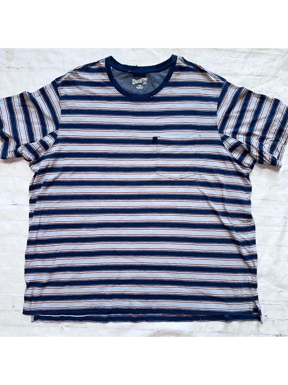 NWOT Men’s 3XL Duluth Trading Blue Ridge Blue Striped Relaxed Fit SS TShirt